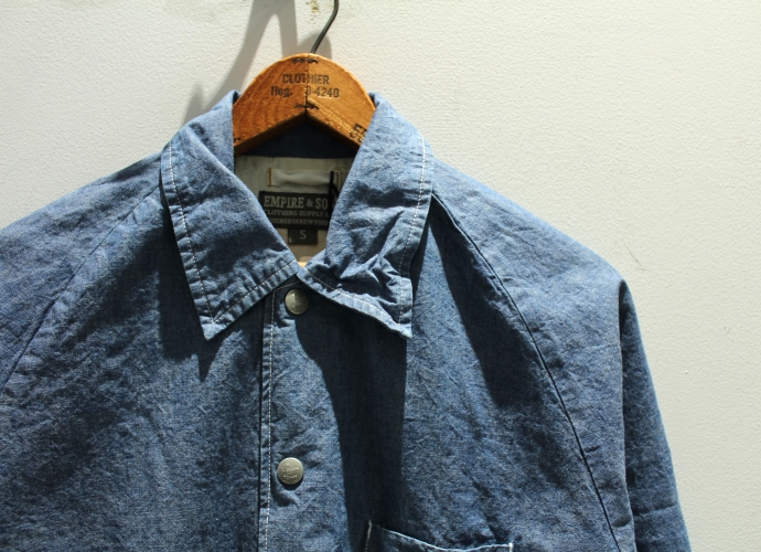 empire&sons エンパイアアンドサンズ　コーチジャケット　シャンブレー　春アウター　ライトアウター　アウター CHAMBRAY COACH JACKET - 6oz CHAMBRAY BIO WASH - BLUE