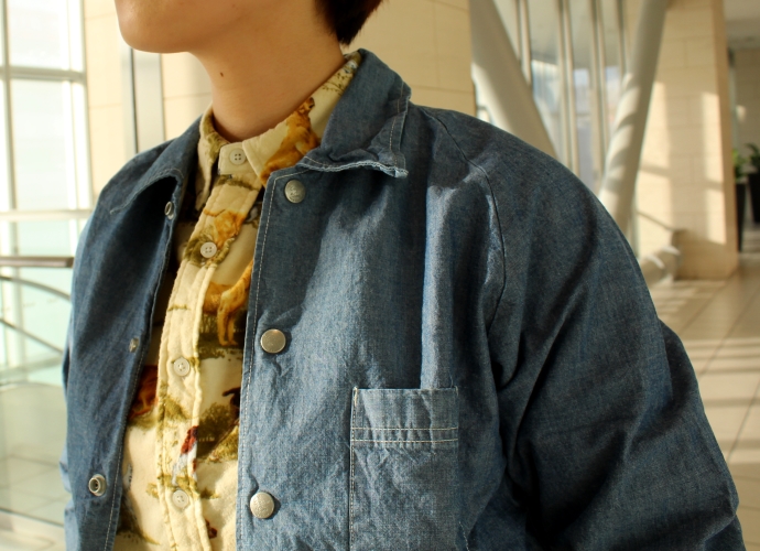 empire&sons エンパイアアンドサンズ　コーチジャケット　シャンブレー　春アウター　ライトアウター　アウター CHAMBRAY COACH JACKET - 6oz CHAMBRAY BIO WASH - BLUE