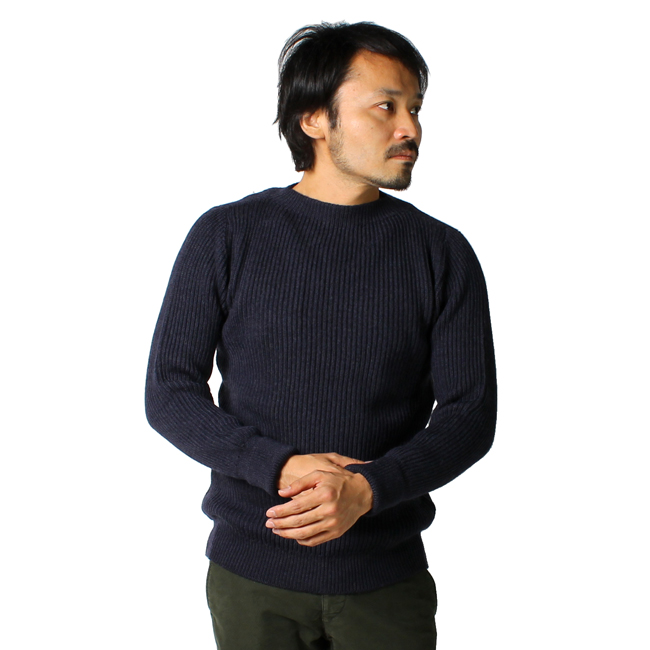 WILLIAM LOCKIE (ウィリアム ロッキー)  MERINO WOOL RIB KNIT CREW SWEATER