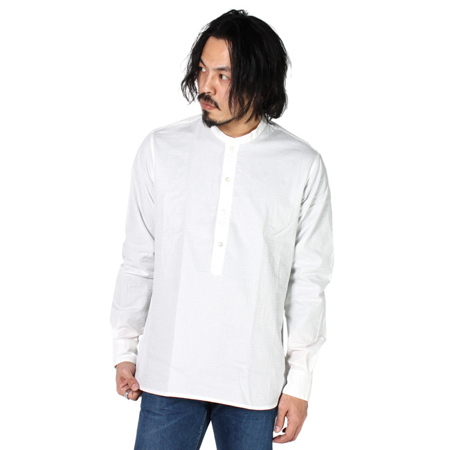 East Harbour Surplus (イーストハーバーサープラス) PACO - L/S BAND COLLAR JACQUARD SHIRT