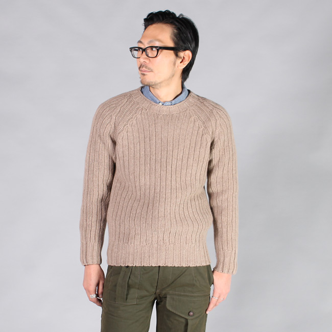 【HARLEY OF SCOTLAND】 GEELONG LAMBSWOOL CREW NECK CHUNKY KNIT