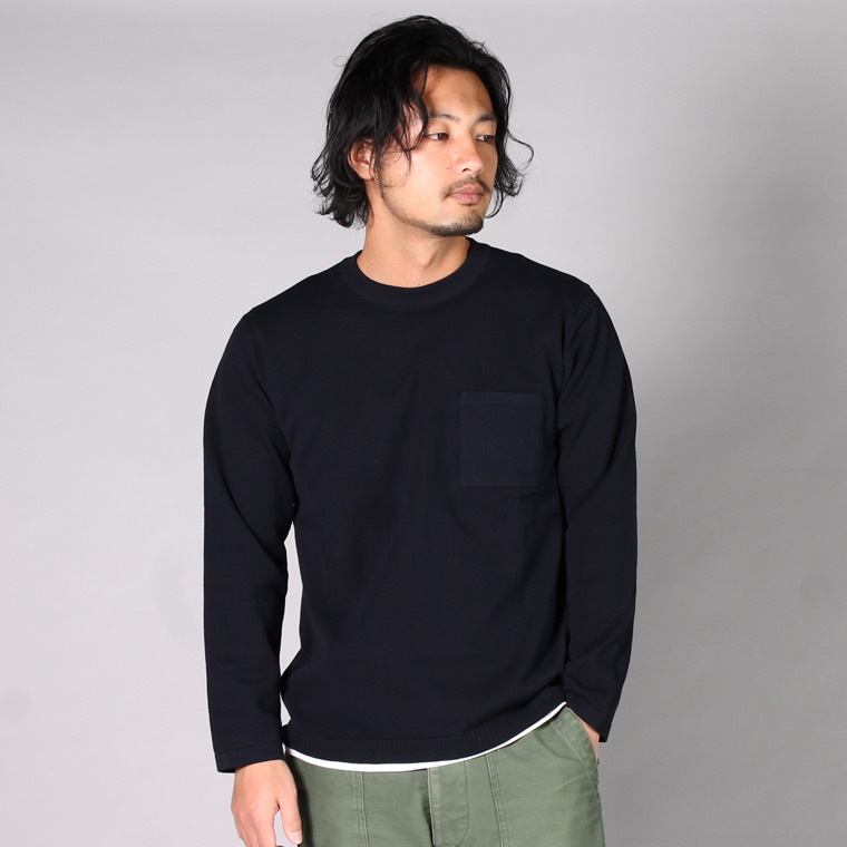 STILL BY HAND (スティルバイハンド) 12G COTTON KNIT CREW - NAVY