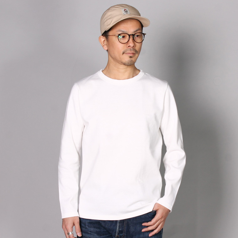 BANDOL (ãã³ãã¼ã«) L/S HEAVY JERSEY CREW TEE w/SLIT - BLANC