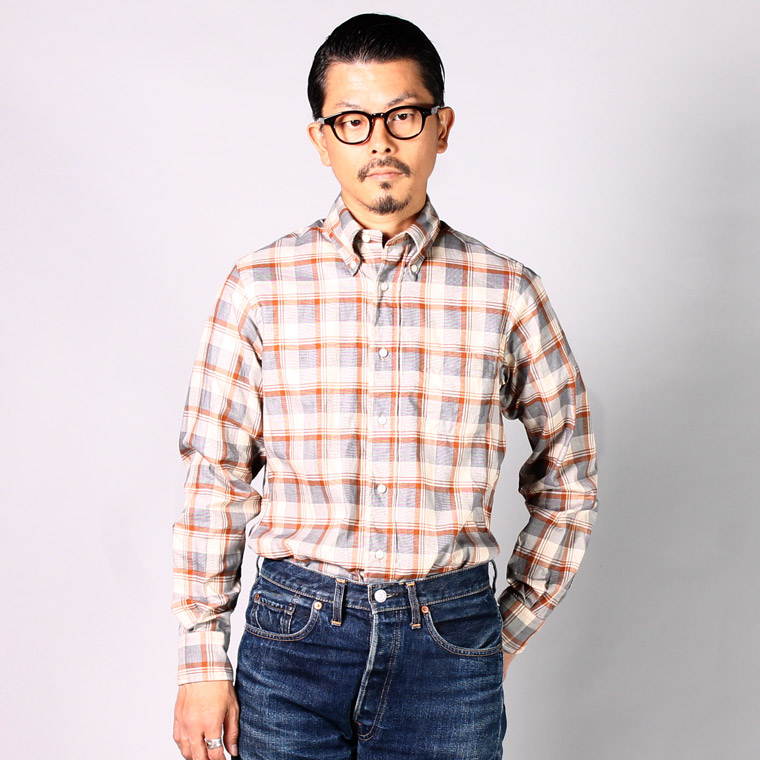 INDIVIDUALIZED SHIRT (ã¤ã³ãã£ãã¸ã¥ã¢ã©ã¤ãºãã·ã£ã) L/S BD STANDARD FIT CHECK SHIRT - BEIGE CHECK Explorerå¥æ³¨