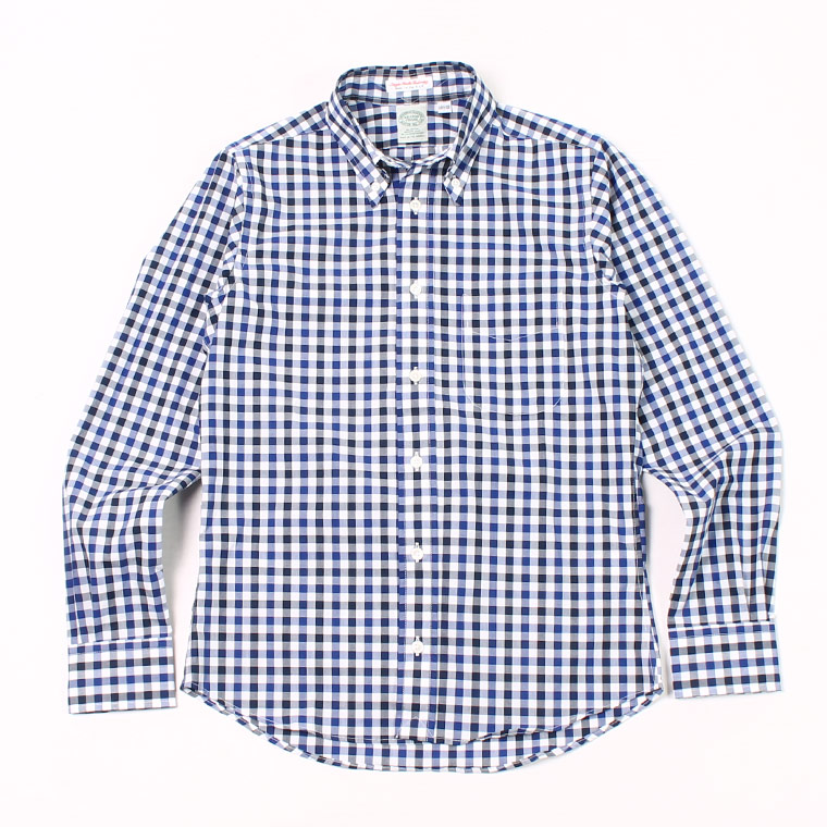 KEATON CHASE USA (キートンチェイスUSA) L/S STANDARD BD LARGE GINGHAM SHIRT LIGHT LINING - WHITE_NAVY_ROYAL