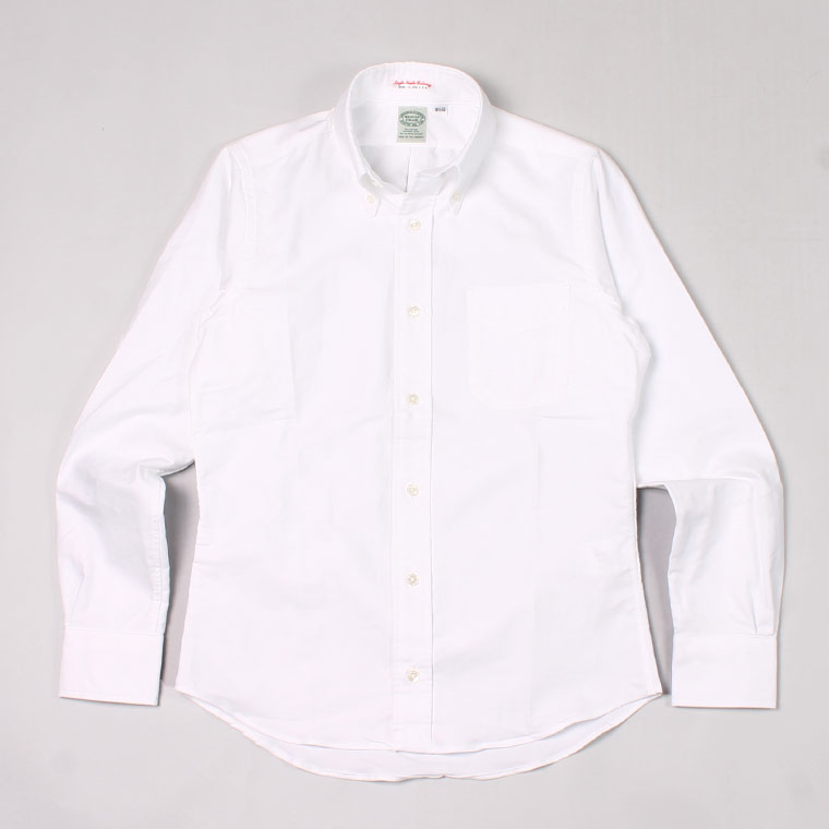 KEATON CHASE USA L/S STANDARD BD OXFORD SHIRT LIGHT LINING - WHITE