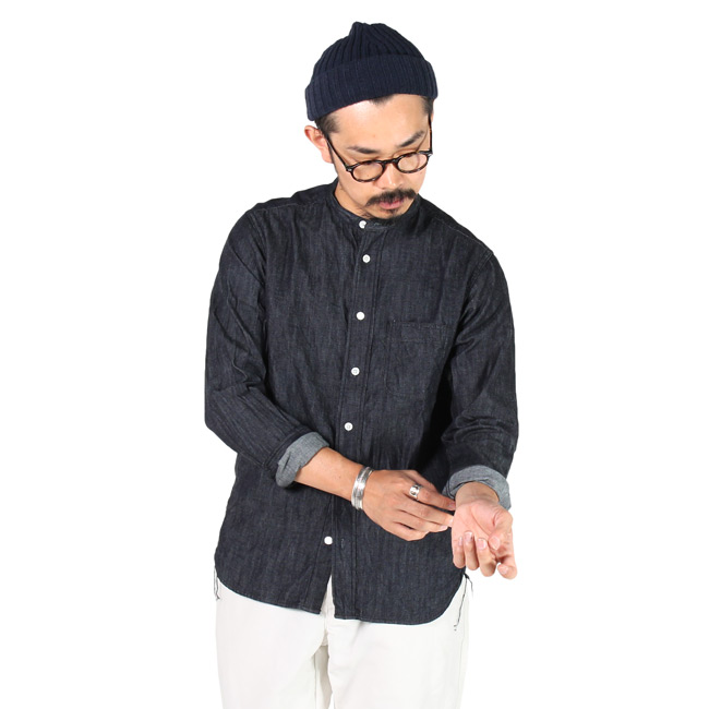 【KEATON CHASE-WORK 】L/S BAND COLLAR SHIRT-6oz ORGANIC DENIM