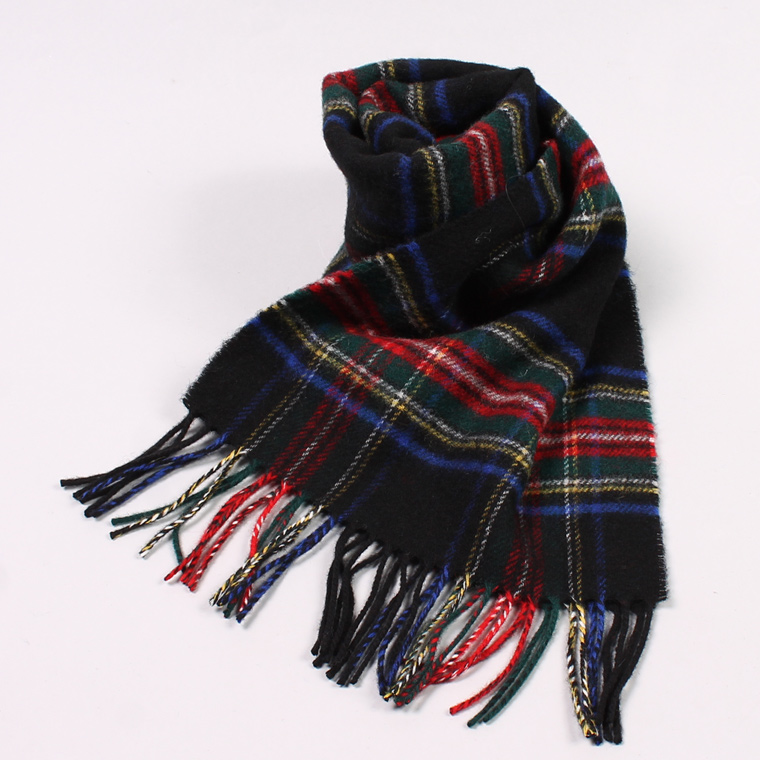 GLEN PRINCEï¼ã°ã¬ã³ããªã³ã¹ï¼ LAMBSWOOL TARTAN SCARF - BLACK STEWART