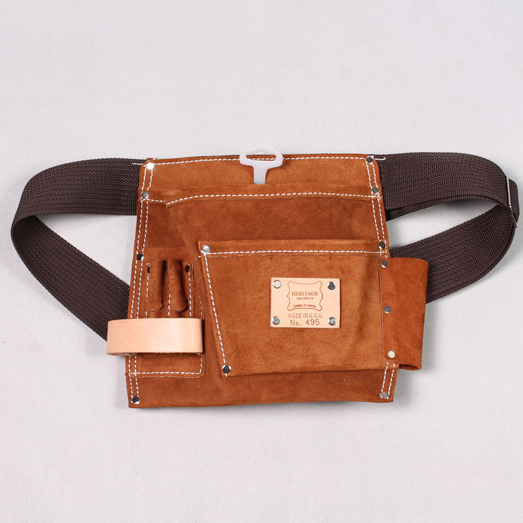 HERITAGE LEATHER (ヘリテイジレザー) 5POCKET SUEDE NAIL AND TOOL POUCH - BROWN SUEDE