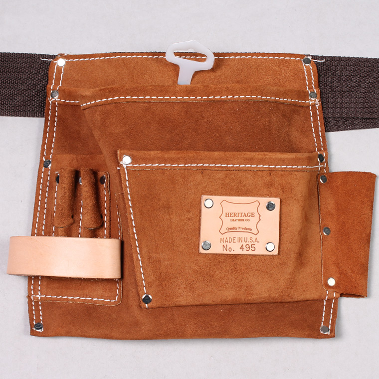 HERITAGE LEATHER (ヘリテイジレザー)  5POCKET SUEDE NAIL AND TOOL POUCH - BROWN SUEDE