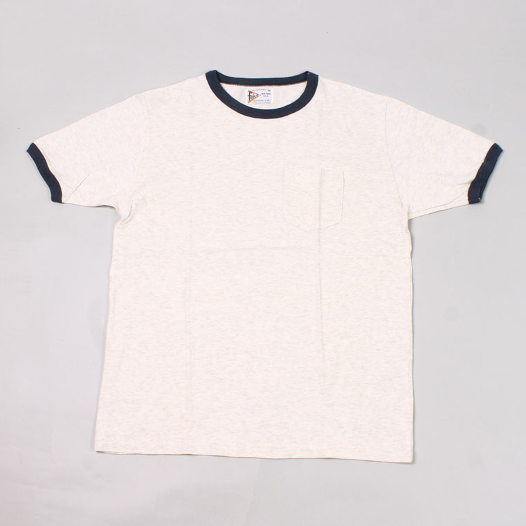 FELCO (フェルコ) S/S RINGER CREW POCKET TEE 30/1 HEATHER JERSEY - OATMEAL_NAVY