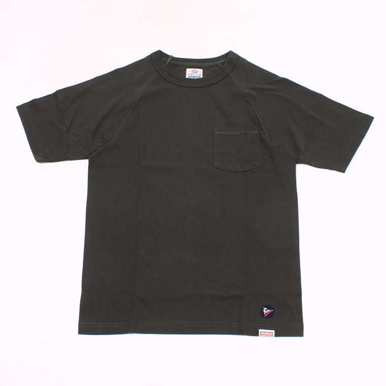 FELCO (フェルコ) S/S RAGLAN FREEDOM SLEEVE POCKET T OPEN END JERSEY U.S.COTTON - BLACK