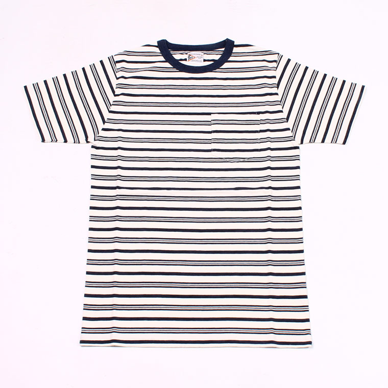 FELCO (フェルコ) S/S VINTAGE STRIPE POCKET TEE - NAVY