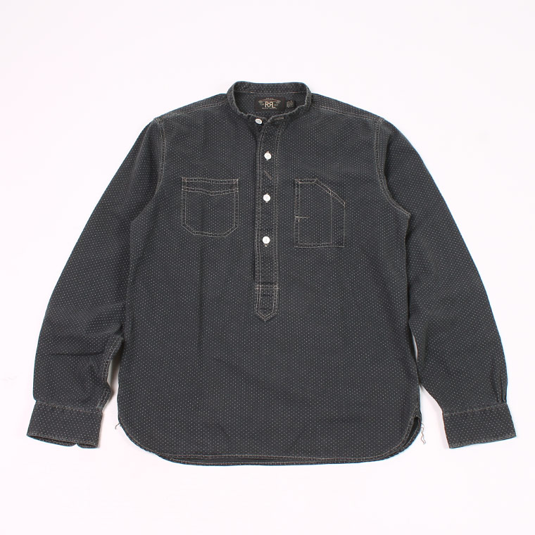 RRL Ralph Lauren (ダブル アールエル ラルフローレン) Z194RN04 COTTON POLKA DOT BAND COLLAR SHIRT - BLACK MULTI