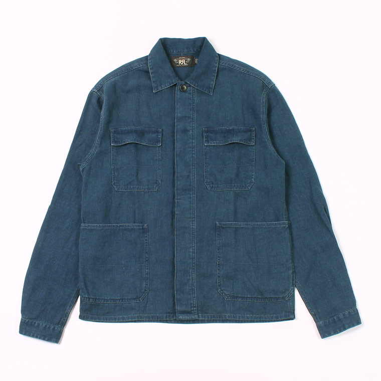 RRL Ralph Lauren (ダブル アールエル ラルフローレン) COLLINGS OS LONG SLEEVE SPORT SHIRT CTN LIN HB TWILL - NAVY 410