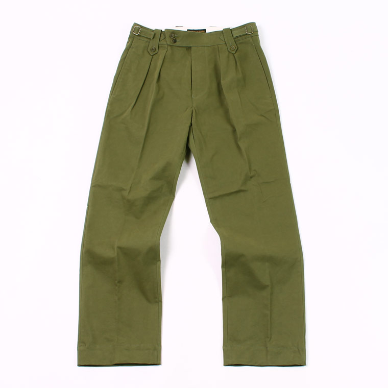 East Harbour Surplus (イーストハーバーサープラス) GHURKA 2PLEATS GHURKA PANT COTTON GABADINE - GREEN M.