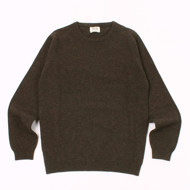 WILLIAM LOCKIE (ウィリアム ロッキー) LAMBSWOOL CREW NECK SWEATER - COCOA