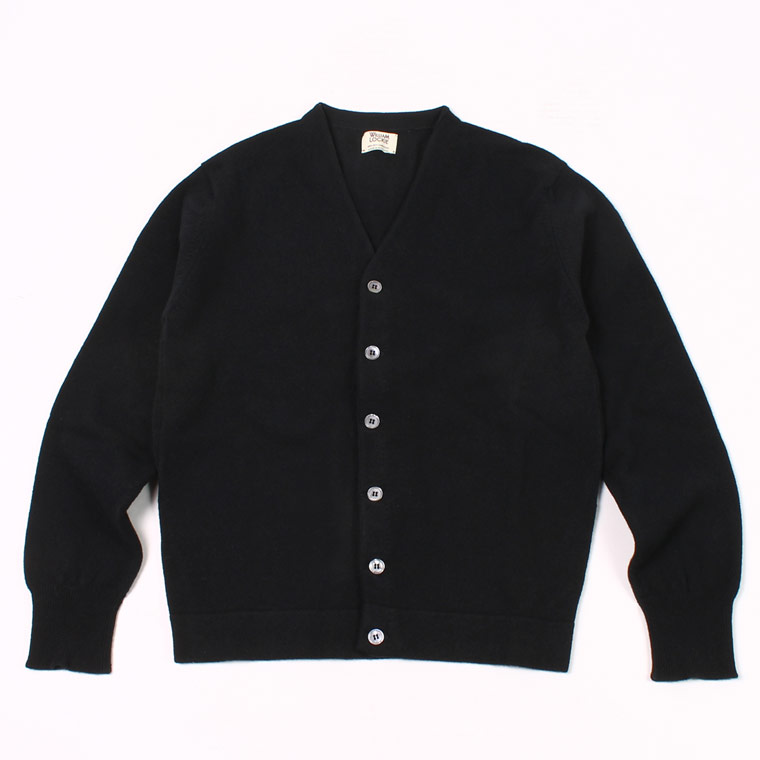 WILLIAM LOCKIE (ウィリアム ロッキー) LAMBSWOOL CARDIGAN W/SIDE BUTTON - BLACK