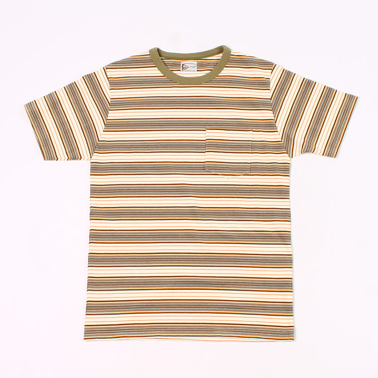 FELCO (フェルコ) S/S STRIPE POCKET TEE AMERICAN MULTI STRIPE - BEIGE