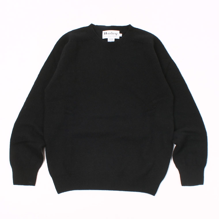 HARLEY OF SCOTLAND (ハーレーオブスコットランド) CREW NECK SWEATER 90% MERINO WOOL 10% CASHMERE - NERO