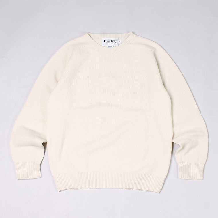 HARLEY OF SCOTLAND (ハーレーオブスコットランド) CREW NECK SWEATER 90% MERINO WOOL 10% CASHMERE - NATURALE